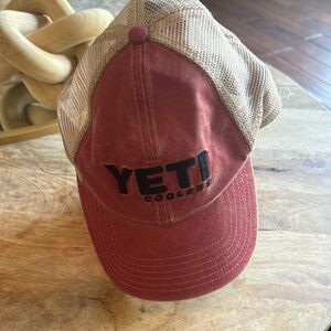 Vintage Yeti Red and Tan Mesh Hat